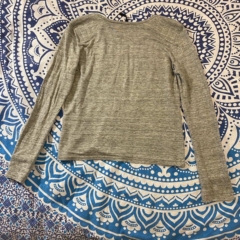 💗👚AWESOME JOE’S💗JEANS LONG SLEEVE TEE SHIRT👚💗SIZE L LARGE GRAY QUILTED   11